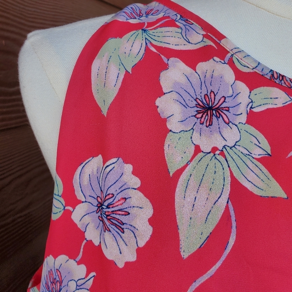 Emma & Olivia Coral Pink Floral Sleeveless Flowy Women's Blouse Size XL NWOT - Picture 12 of 16
